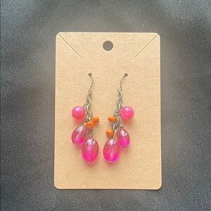 Pink and Orange Dangle Earrings